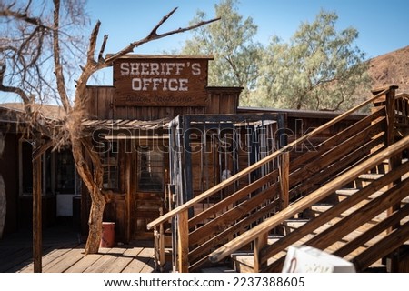 Old Calico Ghost Town Sheriff's Office, Wild West Wooden Buildings Royalty-Free Stock Photo #2237388605