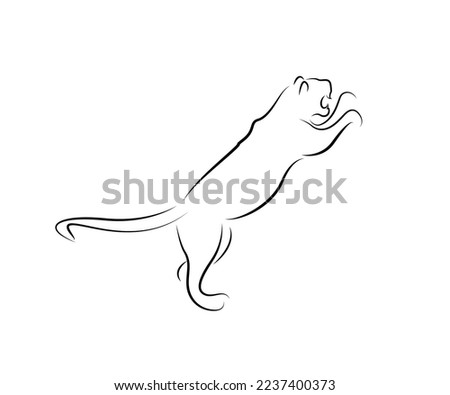 A black striped silhouette of a jumping tiger. Isolated on white background Tiger logo design set. Symbol, vector