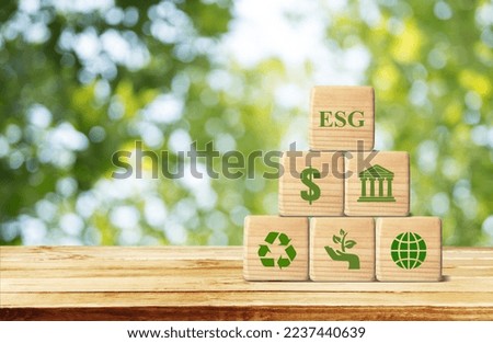 Wooden cube blocks with infographic icons
