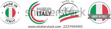 Vector set of Made in Italy round label, badge, bundle, symbol illustration design, made in italy  logo design. Royalty-Free Stock Photo #2237444401