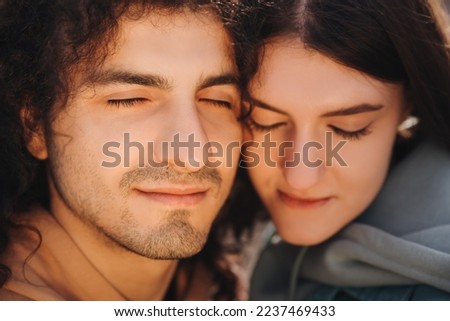 Portrait of young couple, closeup. Dating agency