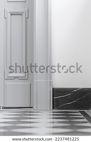 Detail for a gray door in a townhouse. Classic style