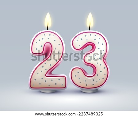 Happy Birthday years. 23 anniversary of the birthday, Candle in the form of numbers. Vector illustration