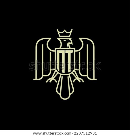 NT initial monogram logo for eagle  crown image vector design
