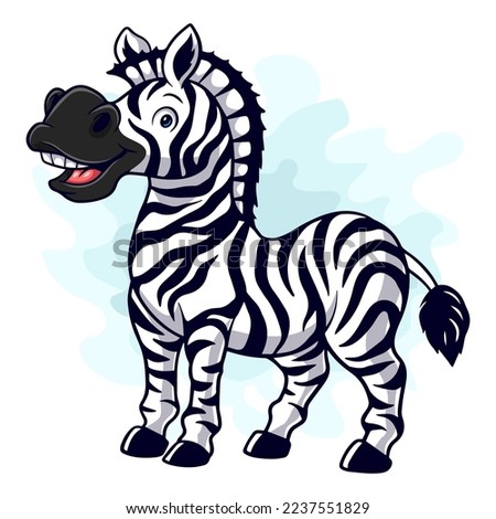 Cartoon funny zebra isolated on white background