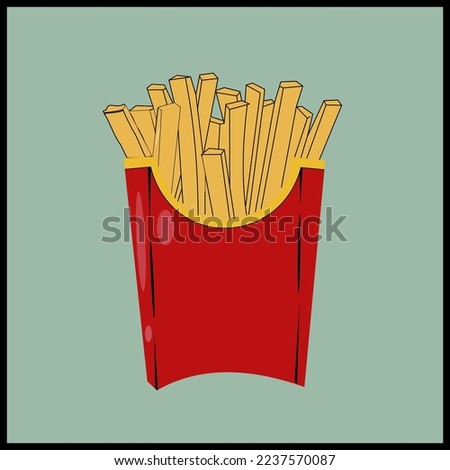 French potato packing box. Cartoon fast food french fries isolated fast food illustration.vector file