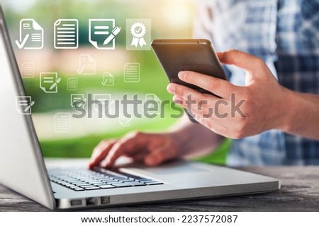Business person working on laptop computer