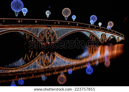 sparkling bridge with a water reflection