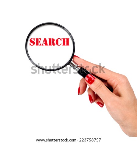 magnify glass on a search word