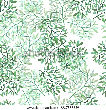 Decorative forest twig endless wallpaper. Hand drawn branches with leaves seamless pattern. Botanical sketch background. Design for fabric, textile print, wrapping, cover. Vector illustration