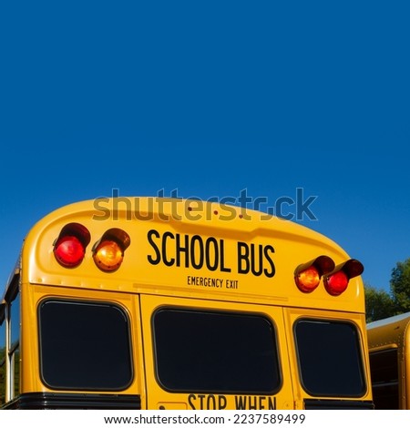 Rear of a School Bus with blue sky