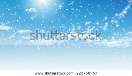 blue winter sky Royalty-Free Stock Photo #223758967