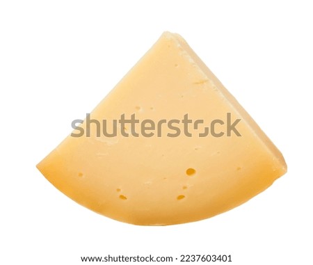 Provolone cheese wedge, isolated on white background Royalty-Free Stock Photo #2237603401