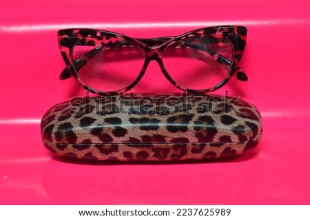 Attractive women's glasses and case in leopard print