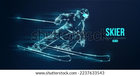Abstract silhouette of a skiing on black background. The skier man doing a trick. Carving Vector illustration