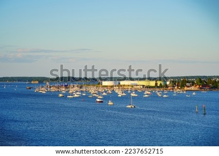 Landscape of Fore river in Portland, Maine, USA