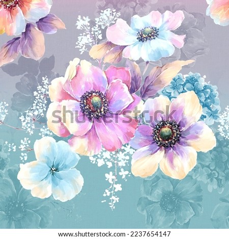 Watercolor Various Flowers Butterfly Rose Peony Scenery Royalty-Free Stock Photo #2237654147