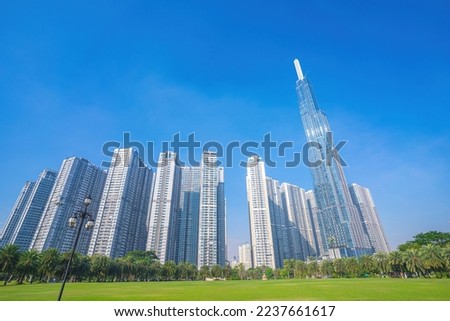 Landmark 81 is a super-tall skyscraper currently under construction of Vinhomes Central Park Project in Ho Chi Minh City, Vietnam. Business, travel concept.