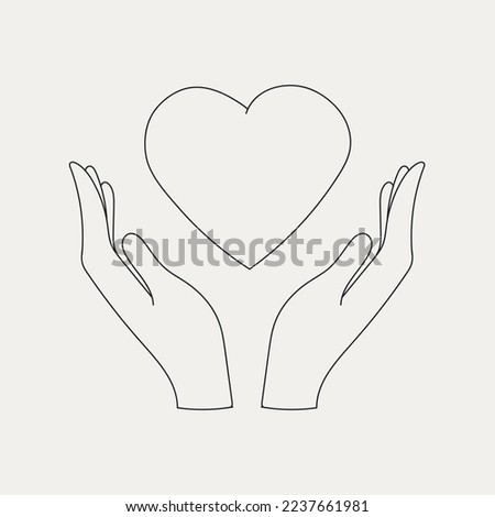 Healthcare hands holding heart flat vector icon for apps and website. Line icon.
