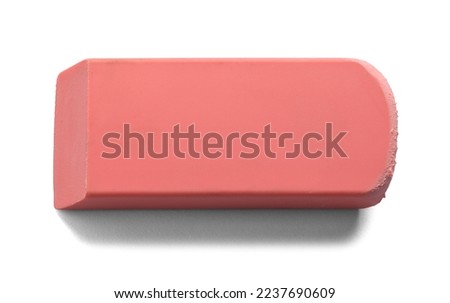 Worn Old Pink Eraser  Top View Cut Out on White. Royalty-Free Stock Photo #2237690609