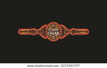 craft cigar label template vector illustration flat design