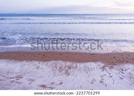 Sea view. Winter beach. blur due to long exposure. High quality photo