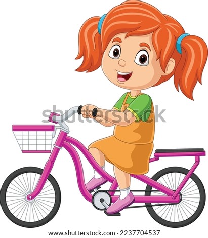 Cute little girl cartoon riding bicycle