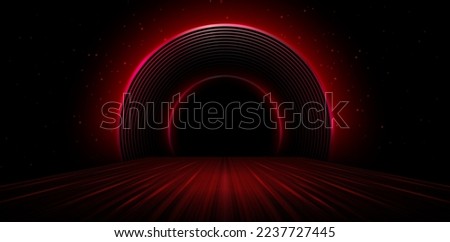 Radial red light through the tunnel glowing in the darkness for print designs templates, Advertising materials, Email Newsletters, Header webs, e commerce signs retail shopping, advertisement business Royalty-Free Stock Photo #2237727445
