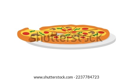 vector of fresh and warm hand made pizza