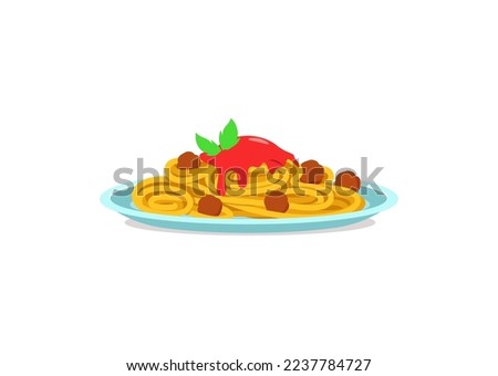 vector of fresh and warm hand made spaghetti Royalty-Free Stock Photo #2237784727