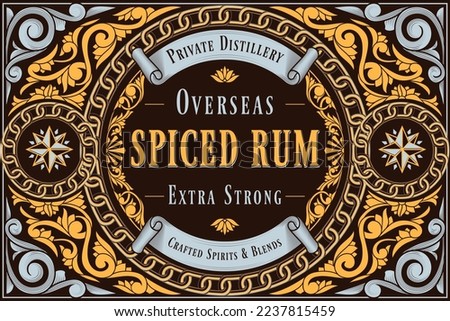 Spiced Rum - ornate vintage decorative label Royalty-Free Stock Photo #2237815459