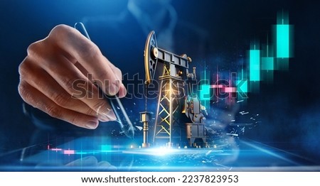 Oil business concept. The concept of extraction, transportation and sale of oil and oil resources. Rising oil prices Royalty-Free Stock Photo #2237823953