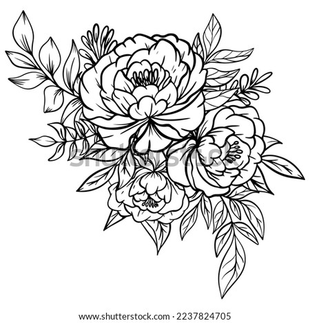outline hand drawn flower bouquet decoration Royalty-Free Stock Photo #2237824705