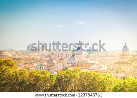 skyline panorama of Rome city at summer day, Italy