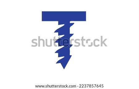 Letter T Screw Logo Template For Construction Ironmonger Symbol Design