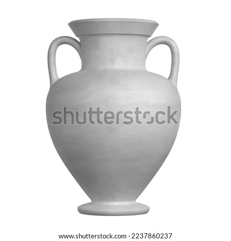 Antique ancient greek white clay vase on a white background. 3d render Royalty-Free Stock Photo #2237860237