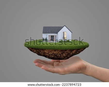 Dream home place over the hand, banking, trading and business screen
