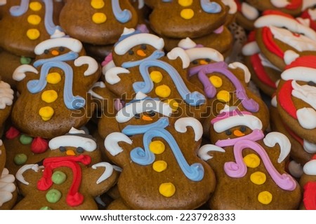Sale of Gingerbread Snowmen on Christmas Market