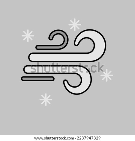 Wind snow snowstorm vector isolated grayscale icon. Winter sign. Graph symbol for travel and tourism web site and apps design, logo, app, UI Royalty-Free Stock Photo #2237947329