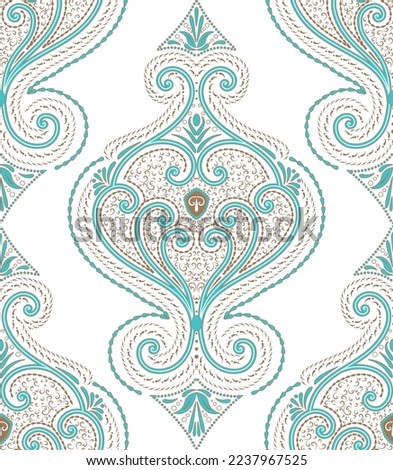 seamless pattern in light brown and turquoise tones