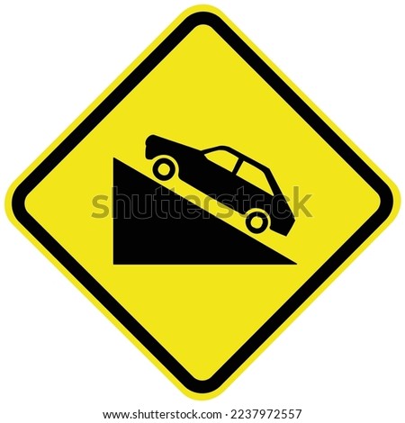 Steep slope. Sharp slope. Traffic signs used in Brazil. It is the Official listing, valid for the Exams. Regulatory Signaling. CTB Royalty-Free Stock Photo #2237972557