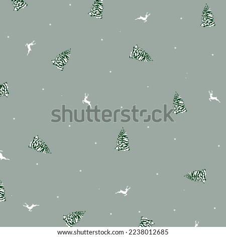 Abstract Seasonal Pattern with Fir Trees Repeating on Gray. Vector Illustration