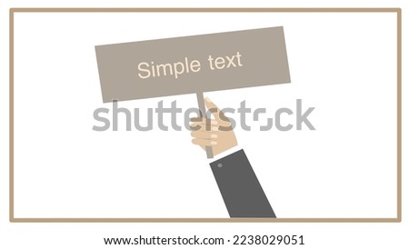 hand holding a blank board for information on the white background