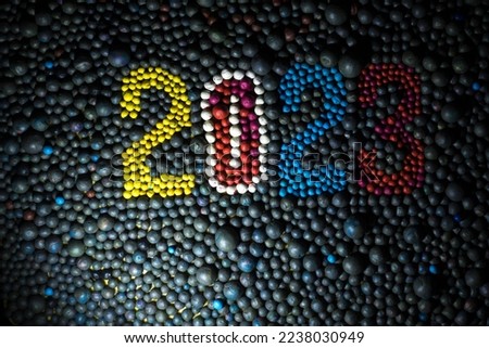 colored balls plasticine texture art project  new year 2023