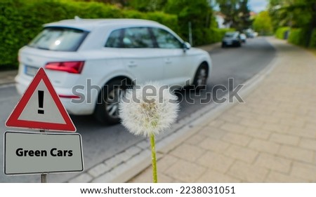Sign Green Cars Symbolic Environment Protection