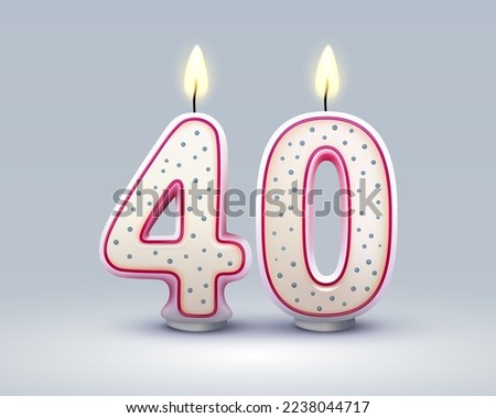 Happy Birthday years. 40 anniversary of the birthday, Candle in the form of numbers. Vector illustration Royalty-Free Stock Photo #2238044717