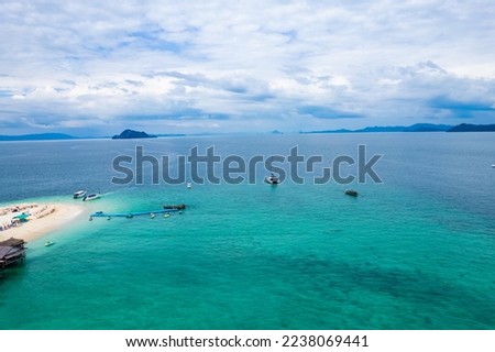 View of a tropical island in the sea, aerial shot