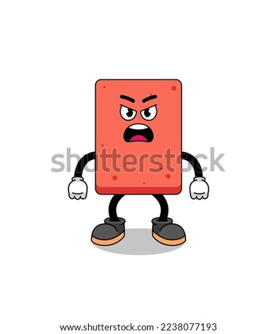 brick cartoon illustration with angry expression , character design