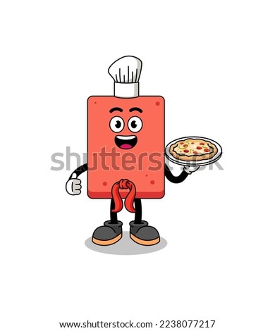 Illustration of brick as an italian chef , character design