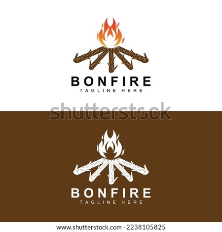 Campfire Logo Design, Camping Vector, Wood Fire And Forest Design